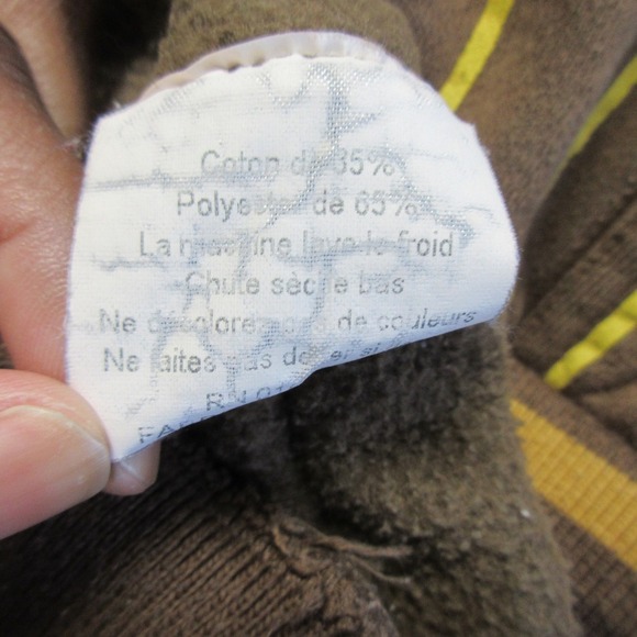 Vtg Y2K Lugz Denim Hoodie Men XL Brown Yellow Striped Logo Skater 1070 - Picture 6 of 16